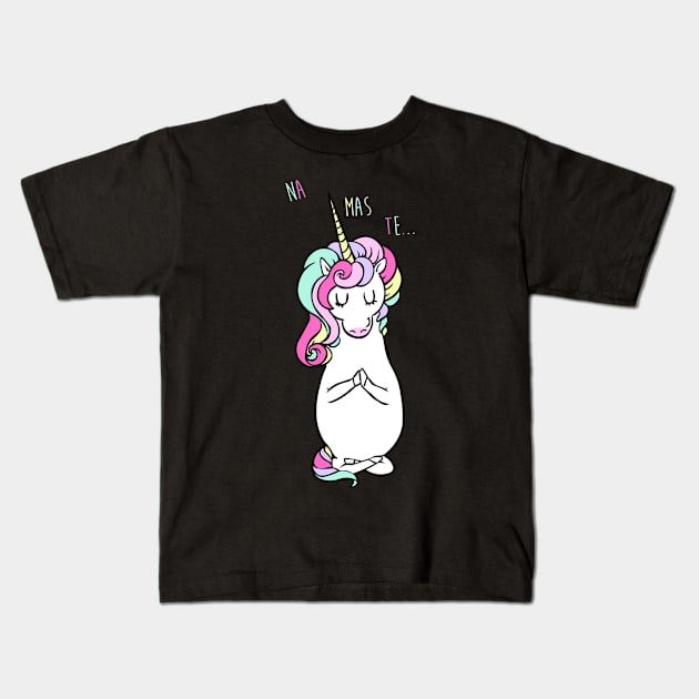 NAMASTE Unicorn Kids T-Shirt by huebucket